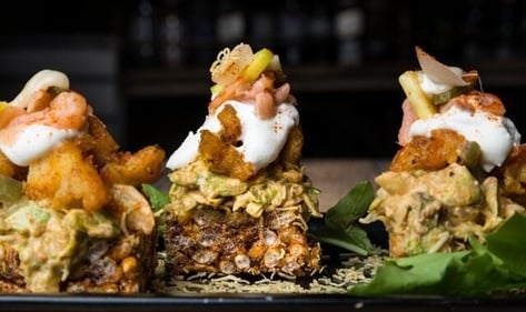 Salmon and prawn bhel granola (home-made rice puffs with pickles, smoked salmon and prawns) Salmon and prawn bhel granola (home-made rice puffs with pickles, smoked salmon and prawns)