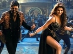 Urvashi Rautela and Nandamuri Balakrishna's still from Dabidi Dibidi. Urvashi Rautela and Nandamuri Balakrishna's still from Dabidi Dibidi.