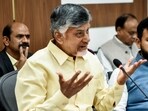 Andhra Pradesh Chief Minister N Chandrababu Naidu addresses a press conference. Andhra Pradesh Chief Minister N Chandrababu Naidu addresses a press conference.