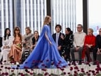 A model presents creations from the latest Carolina Herrera collection during New York Fashion Week. 
