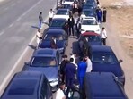 The incident gained attention after a video of the February 7 convoy, set to the soundtrack of the Bollywood movie Animal, went viral on social media. The incident gained attention after a video of the February 7 convoy, set to the soundtrack of the Bollywood movie Animal, went viral on social media.