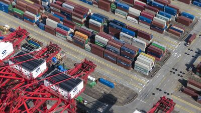 Gantry cranes and shipping containers at the Yangshan Deepwater Port in Shanghai, China, on Monday, Feb. 10, 2025. President Donald Trump plans to impose 25% tariffs on all imports of steel and aluminum into the US, broadening his trade salvo and threatening ties with some of the country's top trading partners. Source: Bloomberg (Bloomberg) Gantry cranes and shipping containers at the Yangshan Deepwater Port in Shanghai, China, on Monday, Feb. 10, 2025. President Donald Trump plans to impose 25% tariffs on all imports of steel and aluminum into the US, broadening his trade salvo and threatening ties with some of the country's top trading partners. Source: Bloomberg (Bloomberg)