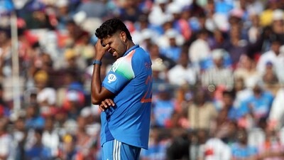 India's Harshit Rana reacts after a misfield during 2nd ODI. (REUTERS)