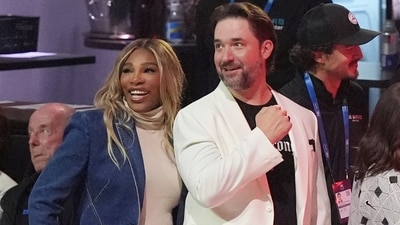 Serena Williams and her husband Alexis Ohanian stand during player introductions before a match between Los Angeles Golf Club and Jupiter Links Golf Club, Tuesday, Jan. 14, 2025, in Palm Beach Gardens, Fla. (AP Photo/Marta Lavandier) (AP) Serena Williams and her husband Alexis Ohanian stand during player introductions before a match between Los Angeles Golf Club and Jupiter Links Golf Club, Tuesday, Jan. 14, 2025, in Palm Beach Gardens, Fla. (AP Photo/Marta Lavandier) (AP)