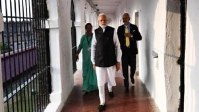 Prime Minister Narendra Modi visited Cellular Jail in Port Blair in 2018 to pay tributes to Vinayak Damodar Savarkar.