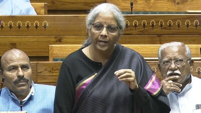 Union Finance Minister Nirmala Sitharaman speaks in the Lok Sabha during the Budget Session, in New Delhi on Monday. (ANI Photo/Sansad TV) (Sansad TV) Union Finance Minister Nirmala Sitharaman speaks in the Lok Sabha during the Budget Session, in New Delhi on Monday. (ANI Photo/Sansad TV) (Sansad TV)