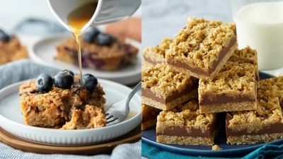 This oat bake recipe will take care of all your midnight sweet tooth cravings, that too with a heavy hand of fibre! (Photos: Bucket List Tummy, Allrecipes) This oat bake recipe will take care of all your midnight sweet tooth cravings, that too with a heavy hand of fibre! (Photos: Bucket List Tummy, Allrecipes)