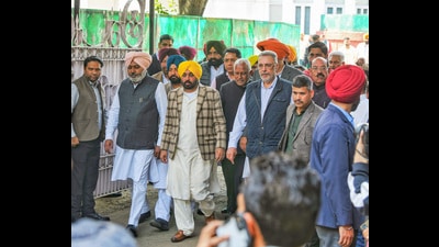 Punjab chief minister Bhagwant Mann leaves after meeting AAP national convener Arvind Kejriwal at Kapurthala House in New Delhi on Tuesday. (ANI) Punjab chief minister Bhagwant Mann leaves after meeting AAP national convener Arvind Kejriwal at Kapurthala House in New Delhi on Tuesday. (ANI)