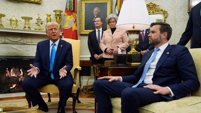 Trump stated that it is “too early” to give his support to Vance for 2028 presidential election. He, however, asserted that he is doing a “fantastic job”. (AP) Trump stated that it is “too early” to give his support to Vance for 2028 presidential election. He, however, asserted that he is doing a “fantastic job”. (AP)