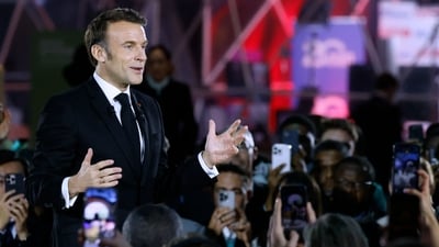 Closing his address on day 1 of the Summit, Emmanuel Macron said “Long live AI, long live the Republic, and long live France." (AFP) Closing his address on day 1 of the Summit, Emmanuel Macron said “Long live AI, long live the Republic, and long live France." (AFP)
