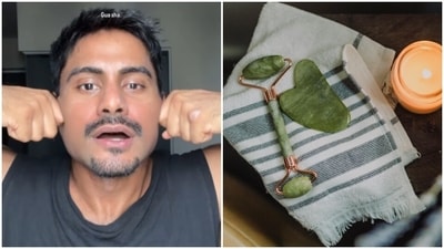 Fitness infleuncer shows how to use God's gua sha - your hands - to achieve a snatched face. Fitness infleuncer shows how to use God's gua sha - your hands - to achieve a snatched face.