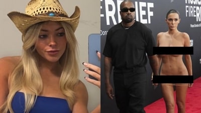 Internet personality Riley Mae Lewis also alleged that Kanye West seemed to flirt with his disrobed wife next to him on the Grammys red carpet on February 2, 2025. (YouTube) Internet personality Riley Mae Lewis also alleged that Kanye West seemed to flirt with his disrobed wife next to him on the Grammys red carpet on February 2, 2025. (YouTube)
