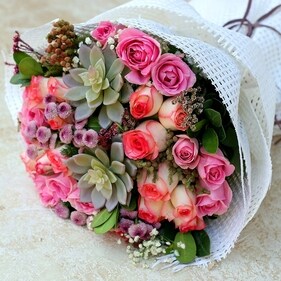 Succulents among the pink roses add an interesting variety as fillers. (PC: FNP)