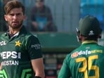 Shaheen Afridi during an altercation with Matthew Breetzke Shaheen Afridi during an altercation with Matthew Breetzke