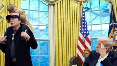 During a press briefing held on Tuesday from the Oval Office, President Donald Trump, Elon Musk, and Musk's son X Æ ‘X’ A-Xii spoke to the press regarding the new executive order introduced to reduce the size of the federal workforce. (AP) During a press briefing held on Tuesday from the Oval Office, President Donald Trump, Elon Musk, and Musk's son X Æ ‘X’ A-Xii spoke to the press regarding the new executive order introduced to reduce the size of the federal workforce. (AP)