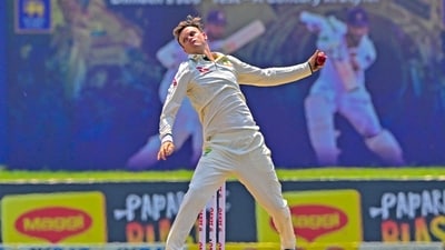 Matthew Kuhnemann bowls against Sri Lanka (AFP)
