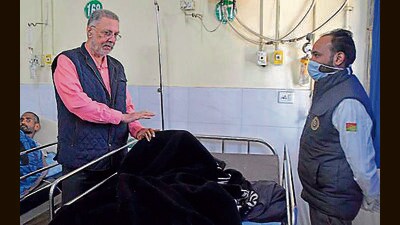 Punjab health minister Dr Balbir Singh during a surprise check at Ludhiana civil hospital on Wednesday. (HT Photo) Punjab health minister Dr Balbir Singh during a surprise check at Ludhiana civil hospital on Wednesday. (HT Photo)