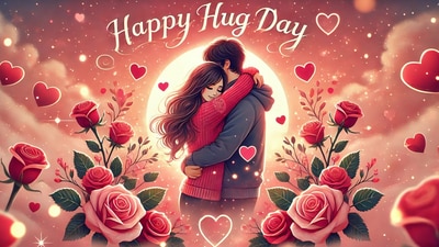 Happy Hug Day 2025: On Hug Day, celebrated on February 12, couples share warm hugs and affectionate messages. (AI generated image ) Happy Hug Day 2025: On Hug Day, celebrated on February 12, couples share warm hugs and affectionate messages. (AI generated image )