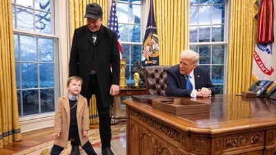 Elon Musk speaks as US President Donald Trump looks on in the Oval Office of the White House in Washington, DC, on February 11, 2025. Tech billionaire Elon Musk, who has been tapped by President Donald Trump to lead federal cost-cutting efforts, said the United States would go "bankrupt" without budget cuts. (AFP) Elon Musk speaks as US President Donald Trump looks on in the Oval Office of the White House in Washington, DC, on February 11, 2025. Tech billionaire Elon Musk, who has been tapped by President Donald Trump to lead federal cost-cutting efforts, said the United States would go "bankrupt" without budget cuts. (AFP)