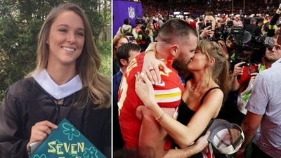 Kylie Kelce opens up on how Travis Kelce told her about dating Taylor Swift (Instagram, AFP) Kylie Kelce opens up on how Travis Kelce told her about dating Taylor Swift (Instagram, AFP)