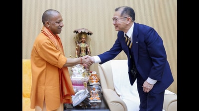 Uttar Pradesh chief minister Yogi Adityanath meets with Deputy Governor of Yamanashi, Japan, Ko Osada, in Lucknow on Wednesday. (Yogi Adityanath X) Uttar Pradesh chief minister Yogi Adityanath meets with Deputy Governor of Yamanashi, Japan, Ko Osada, in Lucknow on Wednesday. (Yogi Adityanath X)