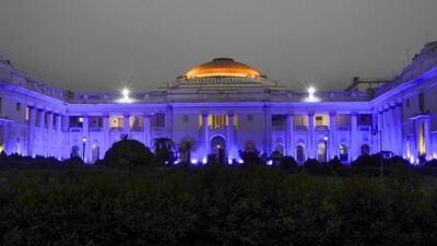 West Bengal legislative assembly building illuminated in blue colour (PTI FILE PHOTO)