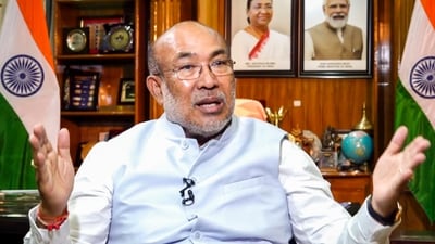 Biren Singh tendered his resignation on Sunday after hours-long meeting with Amit Shah and JP Nadda. (PTI) Biren Singh tendered his resignation on Sunday after hours-long meeting with Amit Shah and JP Nadda. (PTI)