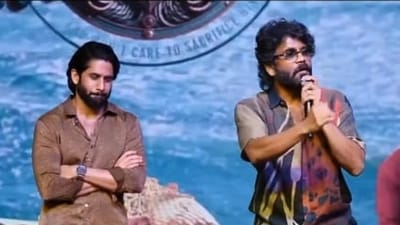 Nagarjuna showered praise on son Naga Chaitanya at Thandel success meet. Nagarjuna showered praise on son Naga Chaitanya at Thandel success meet.