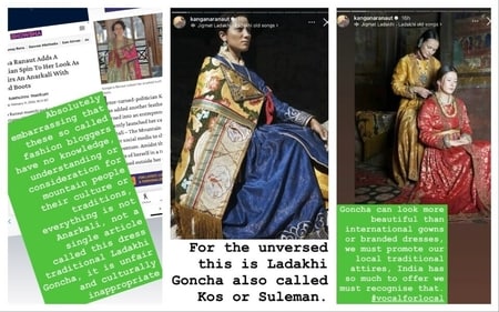 In a series of Instagram Stories, Kangana Ranaut discussed goncha, the traditional attire of Ladakhi women. (Instagram/ Kangana) In a series of Instagram Stories, Kangana Ranaut discussed goncha, the traditional attire of Ladakhi women. (Instagram/ Kangana)