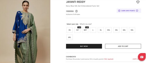 Radhika's kurta set comes with a price tag of ₹109,900. (www.perniaspopupshop.com) Radhika's kurta set comes with a price tag of ₹109,900. (www.perniaspopupshop.com)