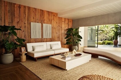 Lined with wooden wall panels, warm wooden flooring and muted interior style with a calm, neutral colour palette, Janhvi Kapoor's family home allows the picturesque outdoor views to be the home’s focal point. Lined with wooden wall panels, warm wooden flooring and muted interior style with a calm, neutral colour palette, Janhvi Kapoor's family home allows the picturesque outdoor views to be the home’s focal point.