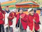 "Gaon buras (village chiefs) of the Nyishi tribe" (HT Photo) "Gaon buras (village chiefs) of the Nyishi tribe" (HT Photo)