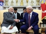 US President Donald Trump and Prime Minister Narendra Modi shake hands, at the White House in Washington, D.C.