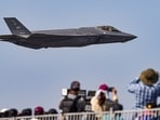 US Air Force's fighter aircraft F-35 takes off to perform at the Aero India 2025 at the Yelahanka Airforce Base in Bengaluru, Karnataka on Thursday. US Air Force's fighter aircraft F-35 takes off to perform at the Aero India 2025 at the Yelahanka Airforce Base in Bengaluru, Karnataka on Thursday.