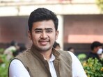 BJP MP Tejasvi Surya at Parliament complex, during the ongoing Budget Session, in New Delhi. 