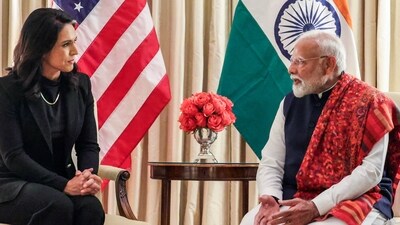 Prime Minister Narendra Modi meets United States director of National Intelligence Tulsi Gabbard, in Washington DC on Wednesday. (ANI) Prime Minister Narendra Modi meets United States director of National Intelligence Tulsi Gabbard, in Washington DC on Wednesday. (ANI)