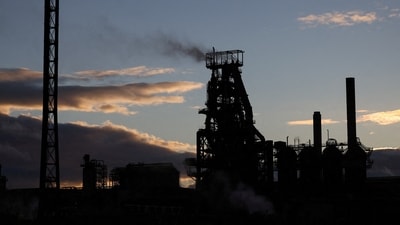 A view shows the last working blast furnace of Tata Steel Port Talbot steel production plant at Port Talbot, on the last day of its functioning, in Wales, Britain. (Reuters)