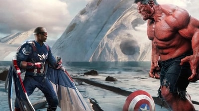 Anthony Mackie and Harrison Ford in a still from Captain America: Brave New World.