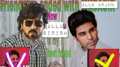 Fans have made memes about Ram Charan following Allu Arjun on Instagram. (X/Darnit Dude) Fans have made memes about Ram Charan following Allu Arjun on Instagram. (X/Darnit Dude)