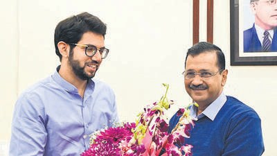 New Delhi, Feb 13 (ANI): AAP National Convenor Arvind Kejriwal meets Shiv Sena (UBT) leader Aaditya Thackeray, in New Delhi on Thursday. (ANI Photo) (ANI) New Delhi, Feb 13 (ANI): AAP National Convenor Arvind Kejriwal meets Shiv Sena (UBT) leader Aaditya Thackeray, in New Delhi on Thursday. (ANI Photo) (ANI)