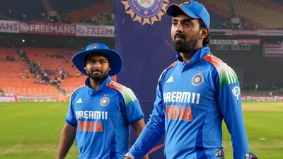 India's KL Rahul and Rishabh Pant after winning the One Day International (ODI) cricket series against England, at the Narendra Modi Stadium, in Ahmedabad, Wednesday, Feb. 12 (PTI) India's KL Rahul and Rishabh Pant after winning the One Day International (ODI) cricket series against England, at the Narendra Modi Stadium, in Ahmedabad, Wednesday, Feb. 12 (PTI)