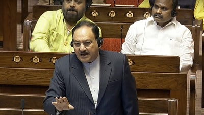 **EDS: SCREENSHOT VIA SANSAD TV** New Delhi: Union Minister JP Nadda speaks in the Rajya Sabha during the Budget session of Parliament, in New Delhi, Thursday, Feb. 13, 2025. (Sansad TV via PTI Photo) (PTI02_13_2025_000117A) **EDS: SCREENSHOT VIA SANSAD TV** New Delhi: Union Minister JP Nadda speaks in the Rajya Sabha during the Budget session of Parliament, in New Delhi, Thursday, Feb. 13, 2025. (Sansad TV via PTI Photo) (PTI02_13_2025_000117A)