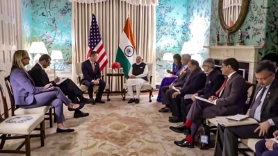 Washington: Prime Minister Narendra Modi during a bilateral meeting with National Security Advisor of the United States Michael Waltz, in Washington, DC, USA, Thursday, Feb. 13, 2025. (PTI Photo) (PTI02_13_2025_000448B) (PTI)