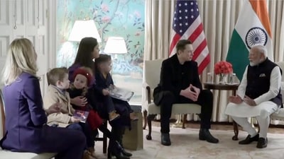 &nbsp;In this screengrab from a video posted by @NarendraModi via Youtube on Thursday, Feb. 13, 2025, Prime Minister Narendra Modi during a bilateral meeting with SpaceX CEO Elon Musk at the Blair House, in Washington, DC, USA. (@NarendraModi on Youtube via PTI Photo) (PTI02_13_2025_000481A) (@NarendraModi)