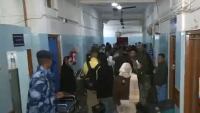 A visual from the Imphal hospital where the injured were taken (ANI) A visual from the Imphal hospital where the injured were taken (ANI)