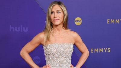 Jennifer Aniston poses for a Red Carpet portrait at the 76th Emmy Awards on Sunday. (Danny Moloshok/Invision/AP) Jennifer Aniston poses for a Red Carpet portrait at the 76th Emmy Awards on Sunday. (Danny Moloshok/Invision/AP)