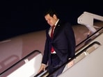 U.S. Secretary of State Marco Rubio disembarks a plane as he arrives back at Joint Base Andrews, M.d., after the plane experienced a mechanical issue while flying him to the Munich Security Conference and returned Thursday, Feb. 13, 2025. (Evelyn Hockstein/Pool Photo via AP)