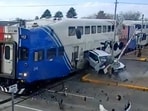 A driver in Utah escaped seconds before a train smashed their SUV at a railroad crossing. A driver in Utah escaped seconds before a train smashed their SUV at a railroad crossing.