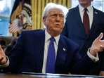 US President Donald Trump speaks during an executive order signing in the Oval Office of the White House in Washington, DC, US, on Friday, Feb. 14, 2025. 