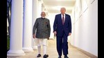 Washington, DC, Feb 14 (ANI): Prime Minister Narendra Modi walks along with US President Donald Trump at the White House, in Washington, DC on Thursday. (ANI Photo) (Narendra Modi - X)